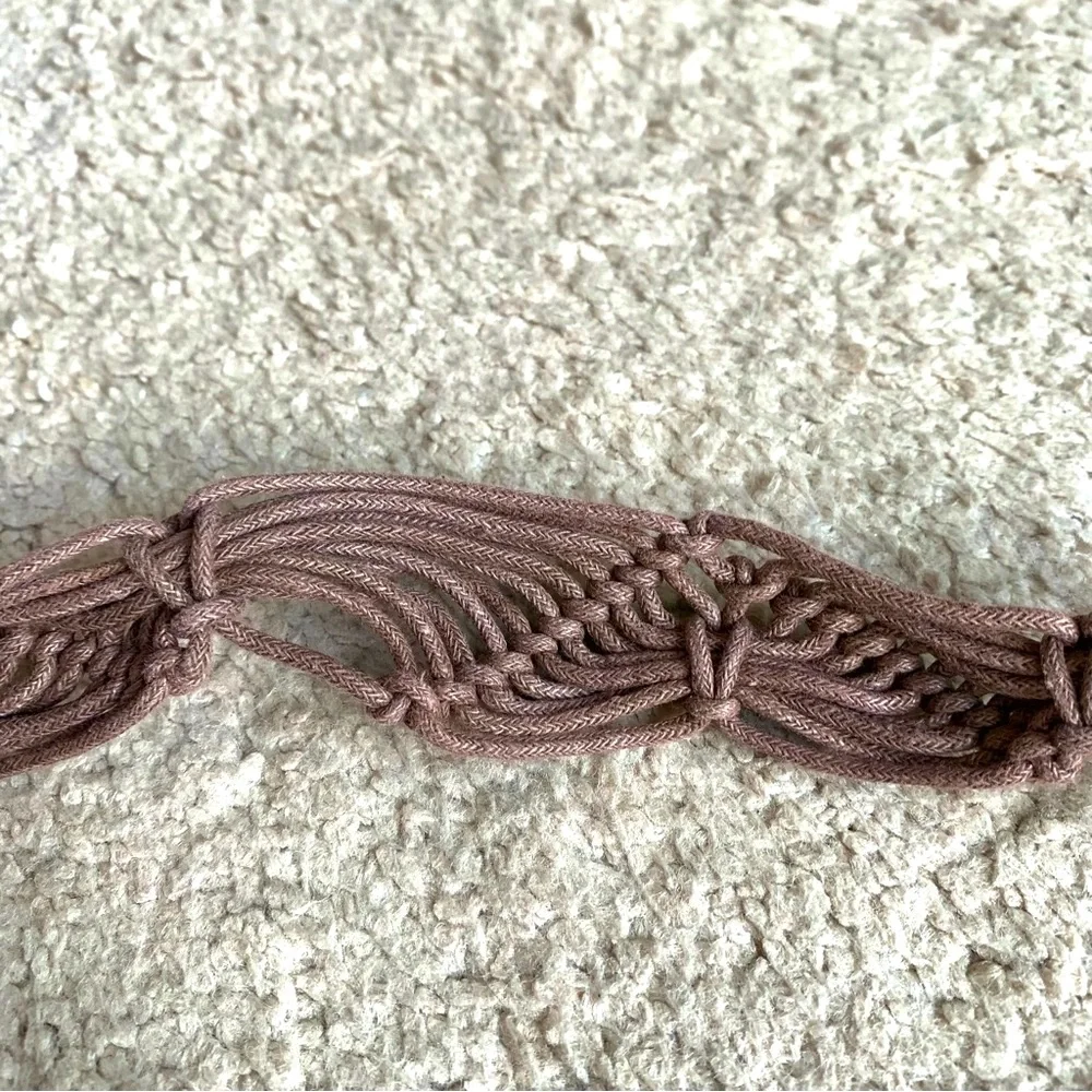Brown Braided Cord Jeans Belt with Beads